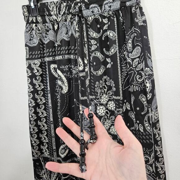 Rachel Zoe Paisley Wide Leg Silky Pants Elastic Waist Womens Size Small - Picture 5 of 8